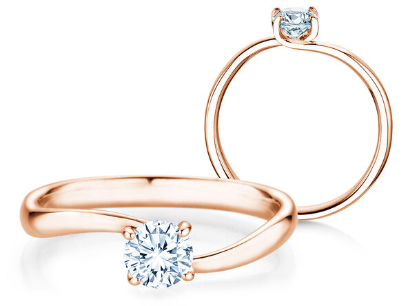 Bague de fiançailles Devour en 14K or rose avec diamant de laboratoire 0,50ct E/VS