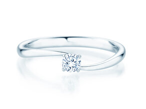Bague de fiançailles Devour en Argent 925/- avec diamant de laboratoire 0,15ct E/VS