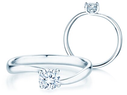 Bague de fiançailles Devour en 9K or blanc avec diamant de laboratoire 0,50ct E/VS