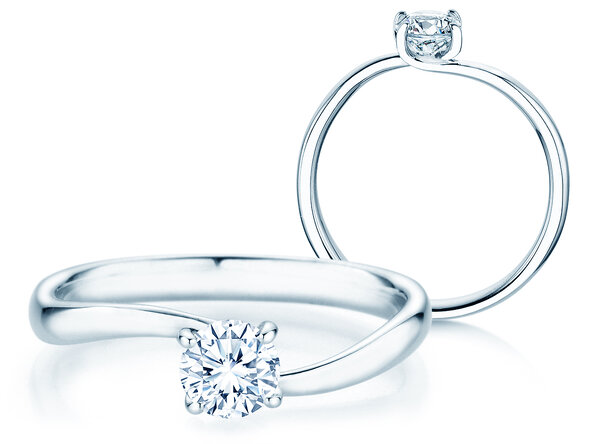 Bague de fiançailles Devour en 9K or blanc avec diamant de laboratoire 0,50ct E/VS
