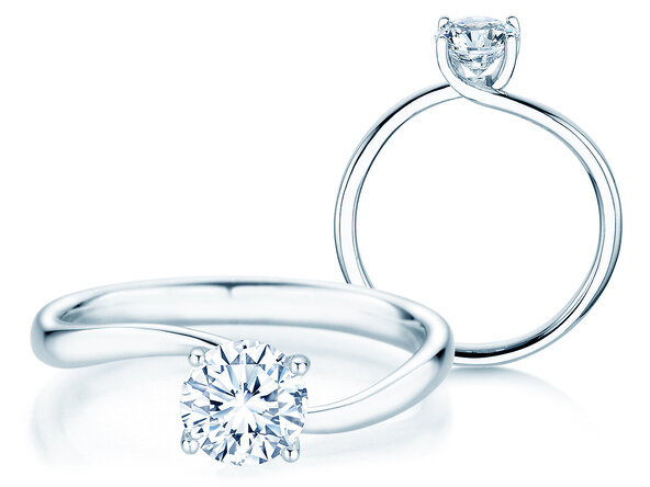 Bague de fiançailles Devour en 9K or blanc avec diamant de laboratoire 1,00ct