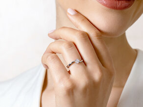 Bague de fiançailles Devour en 9K or blanc avec diamant de laboratoire 0,50ct E/VS