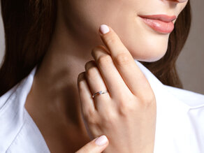 Bague de fiançailles Devour en Argent 925/- avec diamant de laboratoire 0,15ct E/VS
