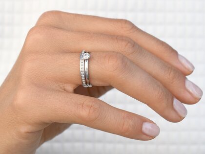 Bague de fiançailles Eternal en 9K or blanc avec diamant 0,40ct D/IF