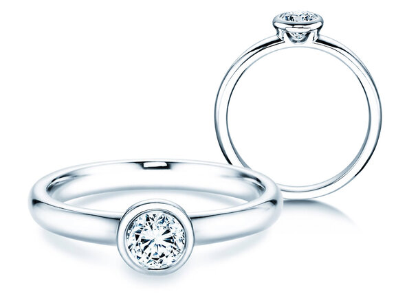 Bague de fiançailles Eternal en 9K or blanc avec diamant 0,40ct D/IF