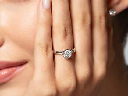 Bague de fiançailles Eternal en 9K or blanc avec diamant 1,00ct H/SI