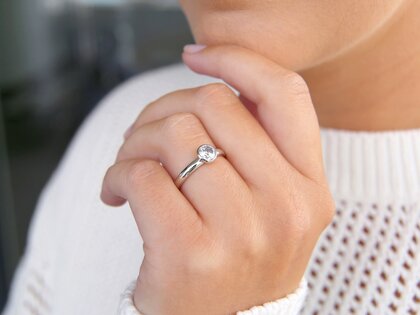 Bague de fiançailles Eternal en 9K or blanc avec diamant 1,00ct H/SI