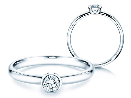 Bague de fiançailles Eternal en 9K or blanc avec diamant 0,25ct H/SI