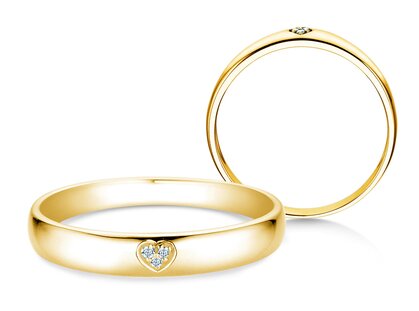 Bague de fiançailles Heart Petite en 9K or jaune avec diamants 0,02ct G/SI