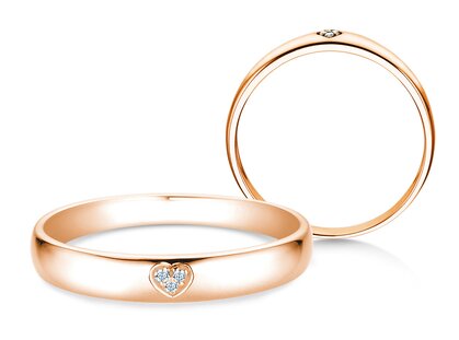 Bague de fiançailles Heart Petite en 9K or rose avec diamants 0,02ct G/SI