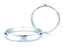Bague de fiançailles Heart Petite en Argent 925/- avec diamants 0,02ct G/SI