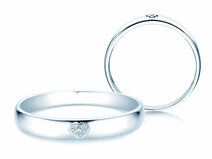 Bague de fiançailles Heart Petite en Argent 925/- avec diamants 0,02ct G/SI