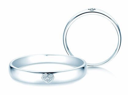 Bague de fiançailles Heart Petite en Argent 925/- avec diamants 0,02ct G/SI