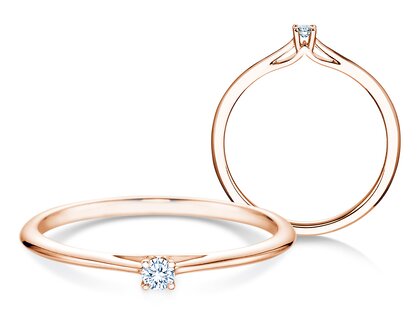 Bague de fiançailles Heaven 4 en 9K or rose avec diamant 0,05ct G/SI