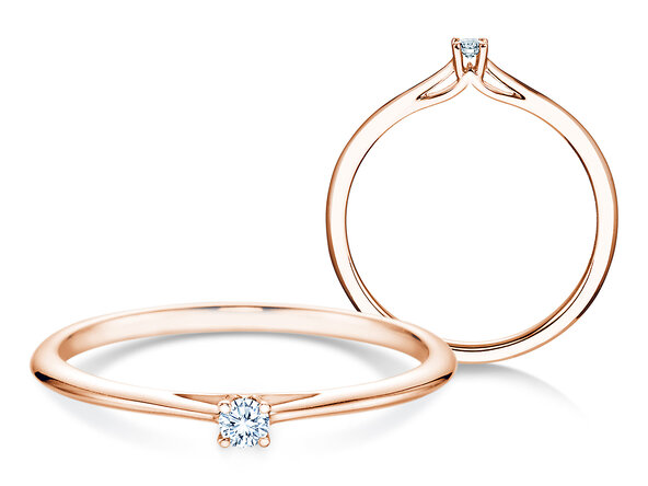 Bague de fiançailles Heaven 4 en 9K or rose avec diamant 0,05ct G/SI