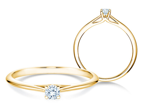 Bague de fiançailles Heaven 4 dans 14K or jaune avec diamant 0,10ct H/SI