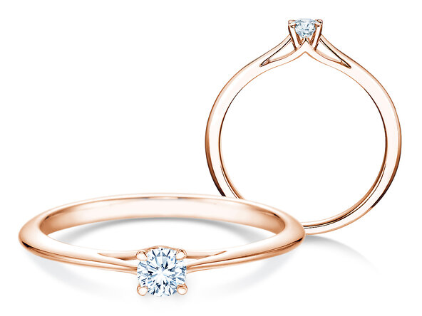 Bague de fiançailles Heaven 4 en 9K or rose avec diamant 0,15ct G/SI