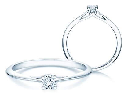 Bague de fiançailles Heaven 4 en 9K or blanc avec diamant 0,15ct G/SI