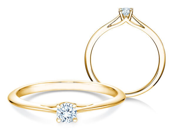 Bague de fiançailles Heaven 4 en 9K or jaune avec diamant 0,20ct H/SI