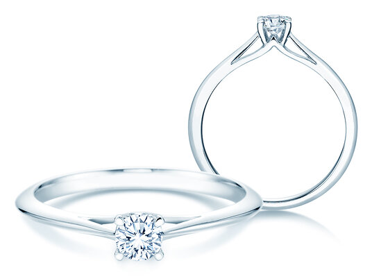 Bague de fiançailles Heaven 4 en 9K or blanc avec diamant 0,25ct H/SI
