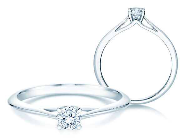 Bague de fiançailles Heaven 4 en 9K or blanc avec diamant 0,25ct H/SI