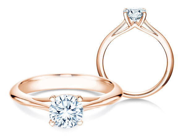 Bague de fiançailles Heaven 4 dans 14K or rose avec diamant 1,00ct G/SI