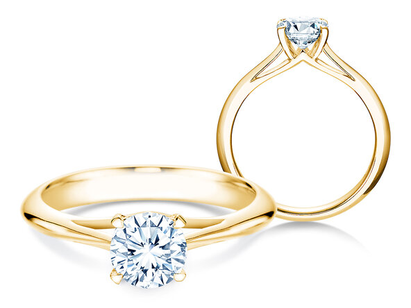 Bague de fiançailles Heaven 4 en 9K or jaune avec diamant 1,00ct H/SI