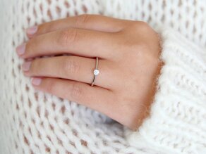 Bague de fiançailles Heaven 4 en Argent 925/- avec diamant de laboratoire 0,15ct E/VS