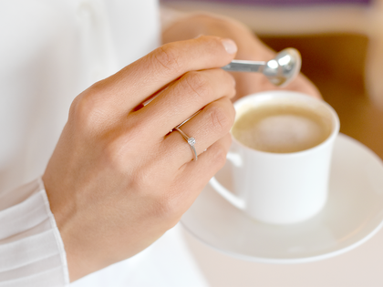 Bague de fiançailles Heaven 4 en Argent 925/- avec diamant de laboratoire 0,15ct E/VS