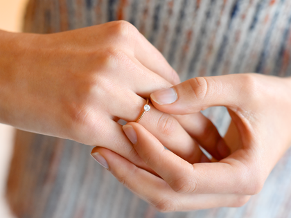 Bague de fiançailles Heaven 4 en 9K or rose avec diamant de laboratoire 0,15ct E/VS