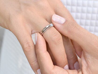 Bague de fiançailles Heaven 4 en Argent 925/- avec diamant de laboratoire 0,15ct E/VS