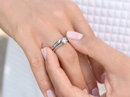Bague de fiançailles Heaven 4 dans 14K or blanc avec diamant 0,75ct G/SI