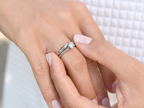 Bague de fiançailles Heaven 4 dans 14K or blanc avec diamant 0,75ct G/SI