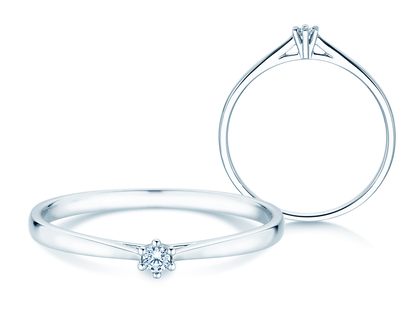 Bague de fiançailles Heaven 6 Petite en 14K or blanc avec diamant 0,05ct G/SI