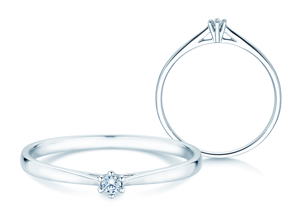 Bague de fiançailles Heaven 6 Petite en 14K or blanc avec diamant 0,05ct G/SI