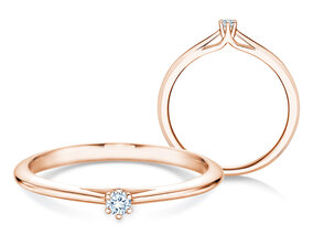 Bague de fiançailles Heaven 6 en 9K or rose avec diamant 0,05ct G/SI