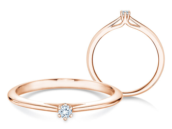 Bague de fiançailles Heaven 6 dans 18K or rose avec diamant 0,05ct H/SI