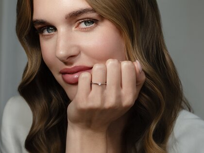 Bague de fiançailles Heaven 6 dans 14K or blanc avec diamant 0,10ct G/SI