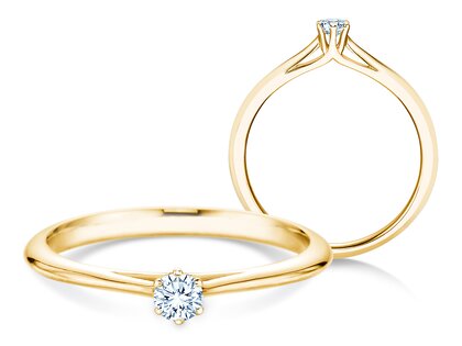 Bague de fiançailles Heaven 6 dans 14K or jaune avec diamant 0,10ct H/SI