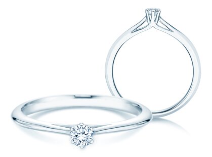 Bague de fiançailles Heaven 6 dans 14K or blanc avec diamant 0,10ct G/SI