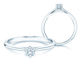 Bague de fiançailles Heaven 6 en 9K or blanc avec diamant 0,20ct G/SI