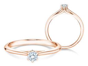 Bague de fiançailles Heaven 6 en 9K or rose avec diamant 0,20ct G/SI