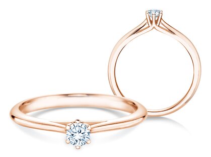 Bague de fiançailles Heaven 6 en 9K or rose avec diamant 0,20ct G/SI