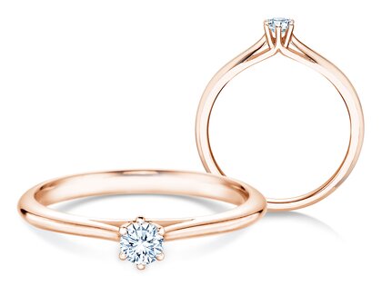 Bague de fiançailles Heaven 6 en 9K or rose avec diamant 0,20ct G/SI