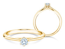 Bague de fiançailles Heaven 6 en 9K or jaune avec diamant 0,20ct G/SI