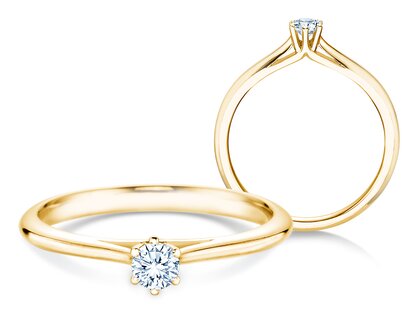 Bague de fiançailles Heaven 6 dans 14K or jaune avec diamant 0,20ct G/SI