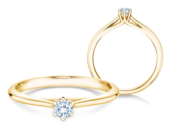 Bague de fiançailles Heaven 6 dans 14K or jaune avec diamant 0,15ct H/SI