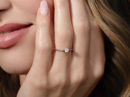 Bague de fiançailles Heaven 6 en 9K or blanc avec diamant 0,25ct H/SI