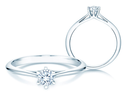 Bague de fiançailles Heaven 6 en 9K or blanc avec diamant 0,25ct H/SI