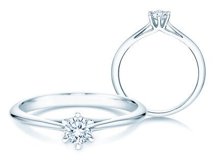 Bague de fiançailles Heaven 6 en 9K or blanc avec diamant 0,25ct H/SI